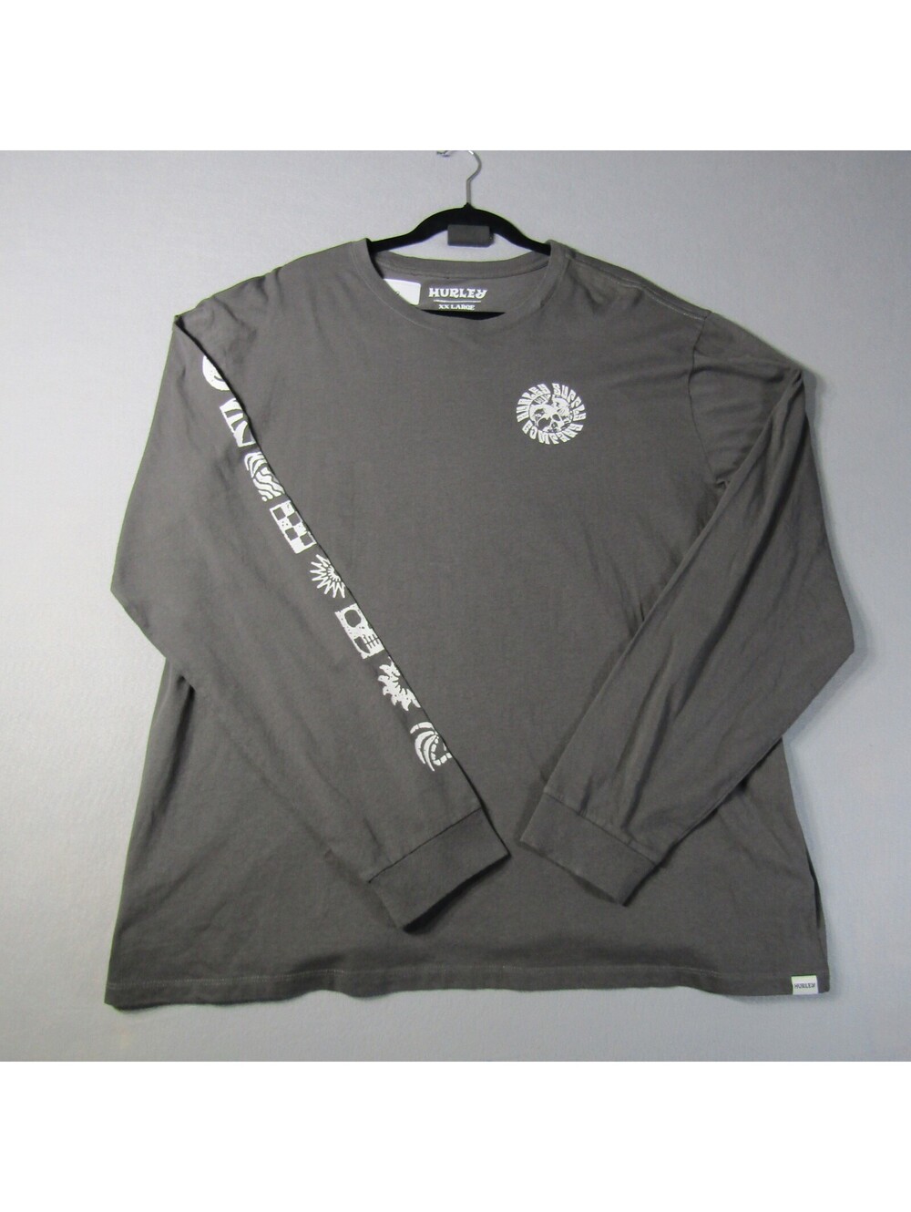 NWT Hurley Skull Mandala LS Shirt Men's XXL Ion Grey
